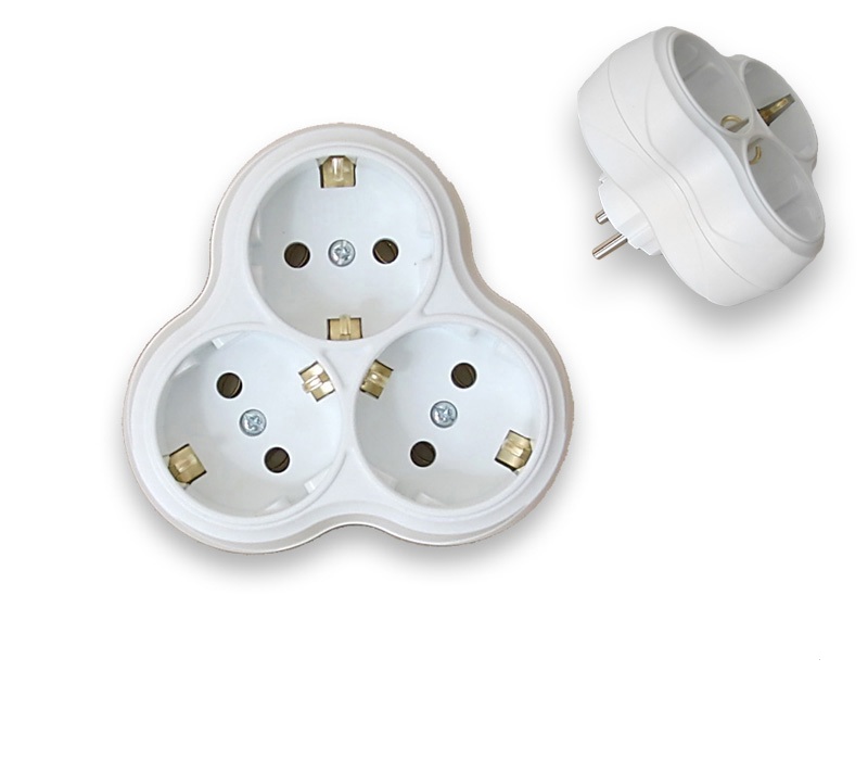 Adaptor Shuko i Tokëzuar me 3 Vënde Trekëndësh